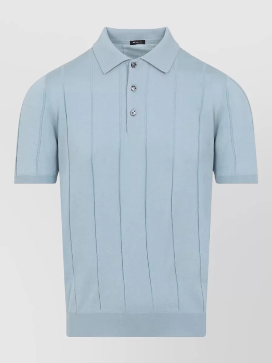 Kiton Cotton Polo Shirt Short Sleeves Ribbed Collar Cuffs