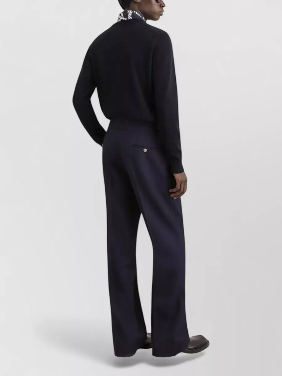Dolce&Gabbana Virgin Wool Plain-Knit Embroidered Crew-Neck Long-Sleeve Sweater