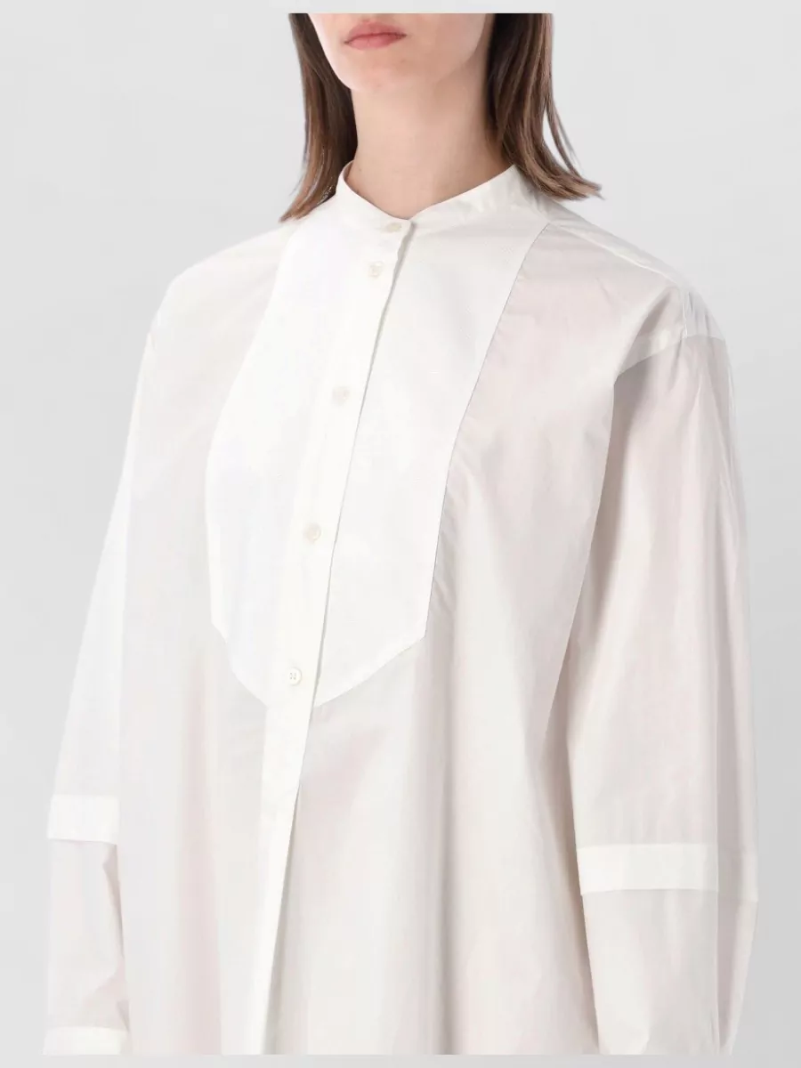 Studio Nicholson Cotton Grandad-Collar Long-Sleeve Knee-Length Dress
