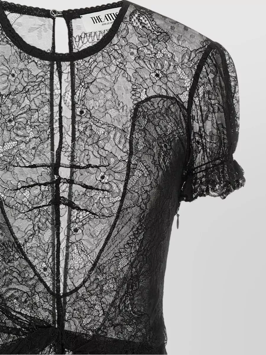 The Attico Lace Asymmetric Draped Mini Dress