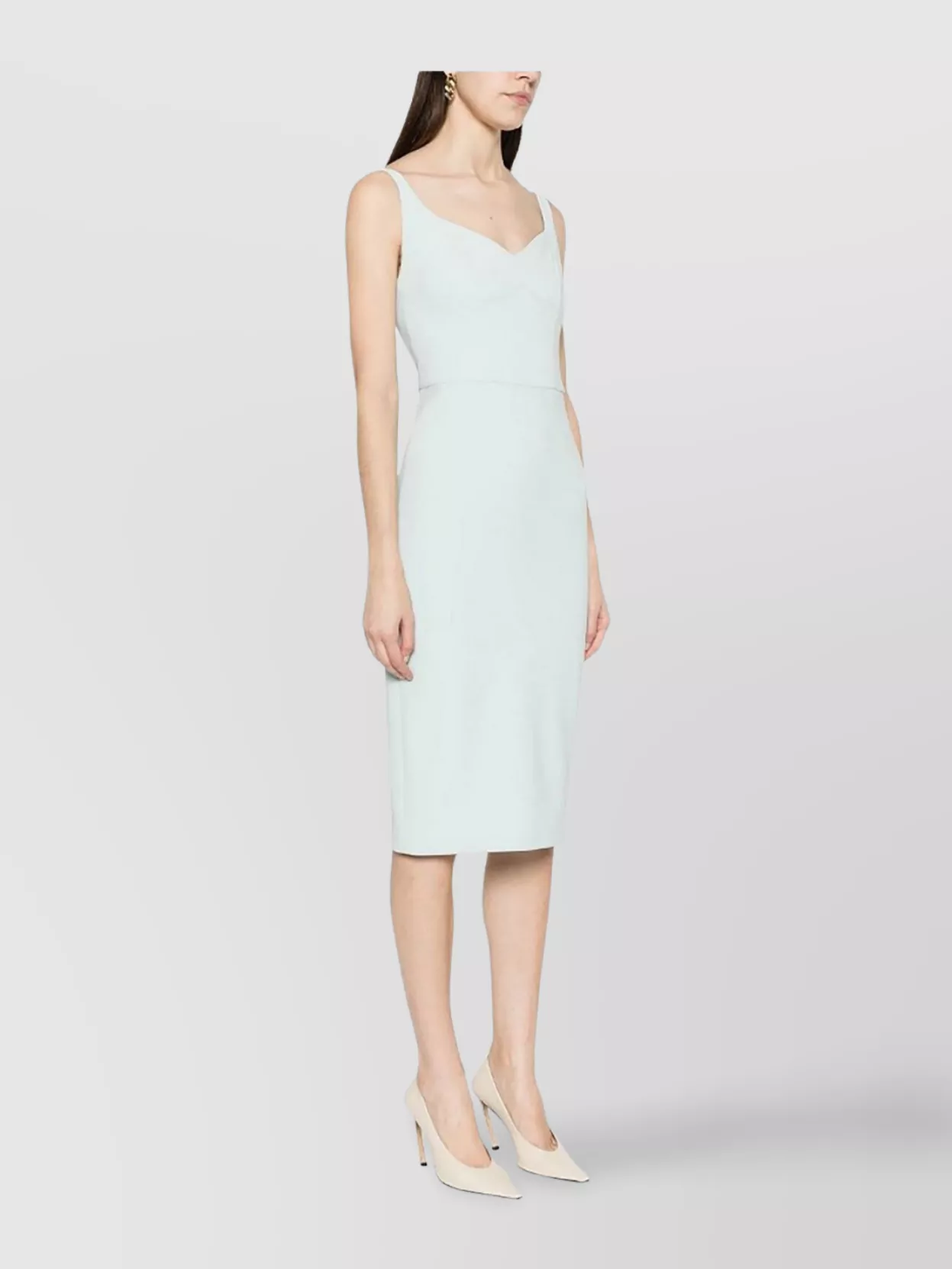 Elisabetta Franchi Slit Back Fitted Midi Sleeveless Sweetheart