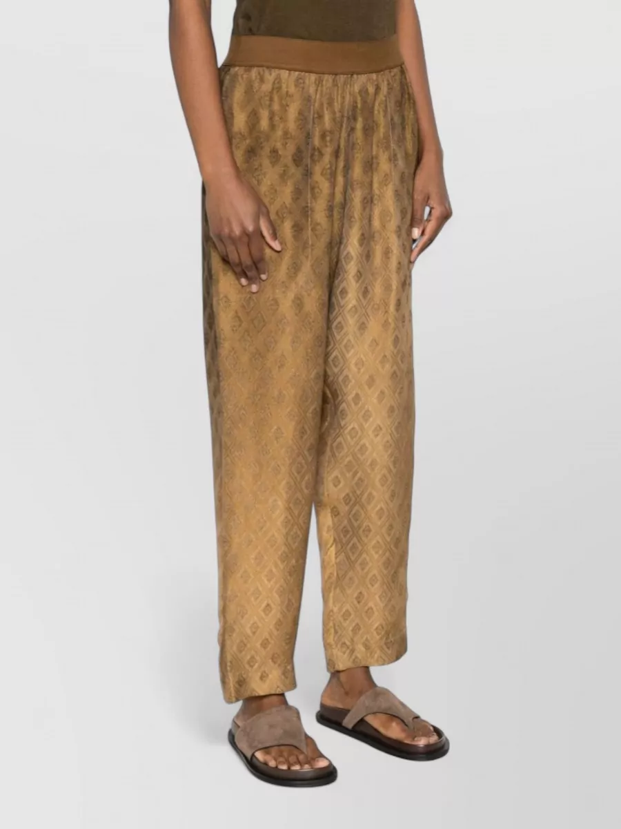 Uma Wang Diamond Print Cropped Wide-Leg Trousers