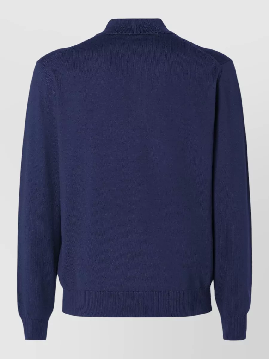 Fendi Fine-Knit Wool Long-Sleeve Polo Shirt