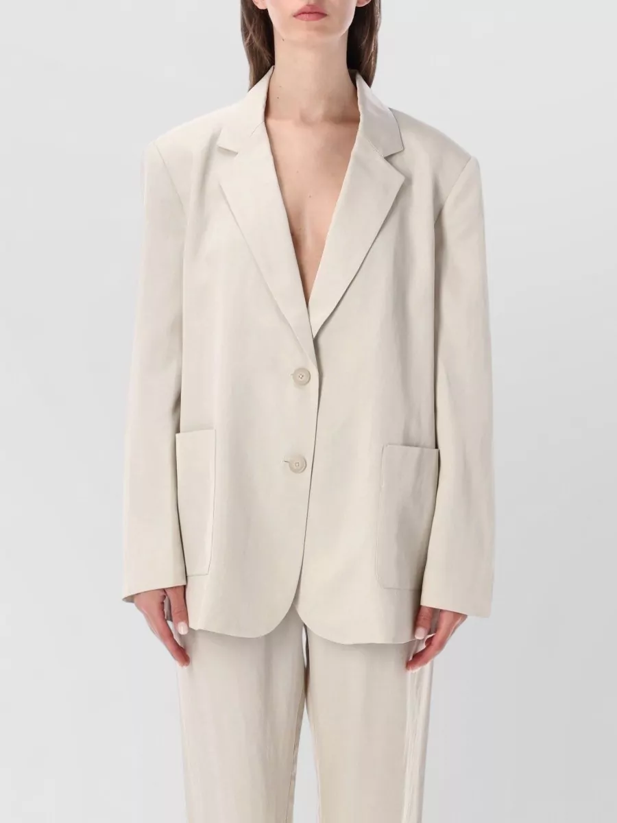 The Frankie Shop Linen blend relaxed fit blazer