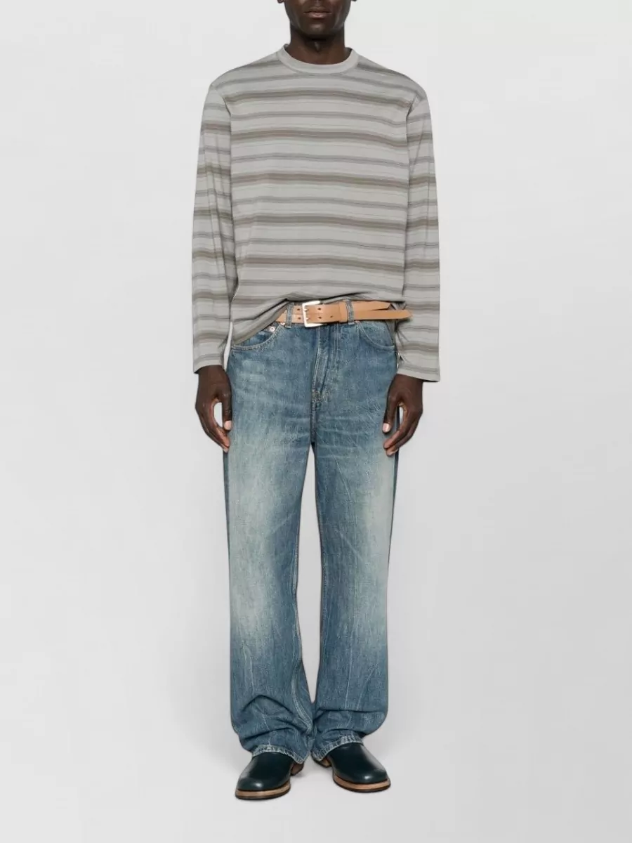 Our Legacy Striped Organic Cotton Crewneck T-Shirt