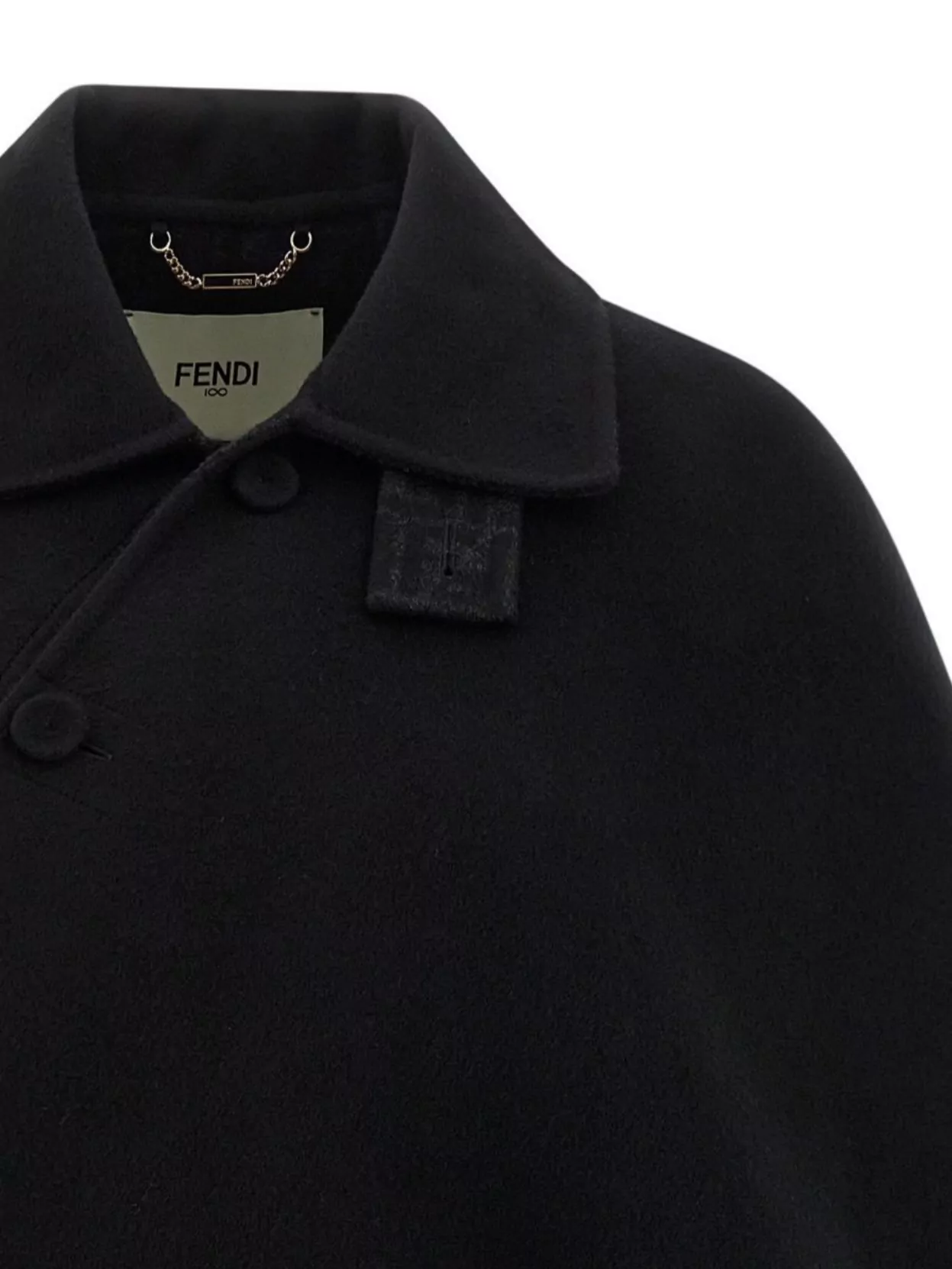 Fendi Wool Cape With Collar And Draped Shape