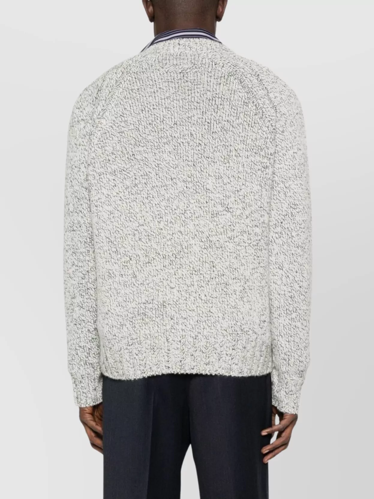 Zegna Textured Knit V-Neck Long Sleeve Sweater