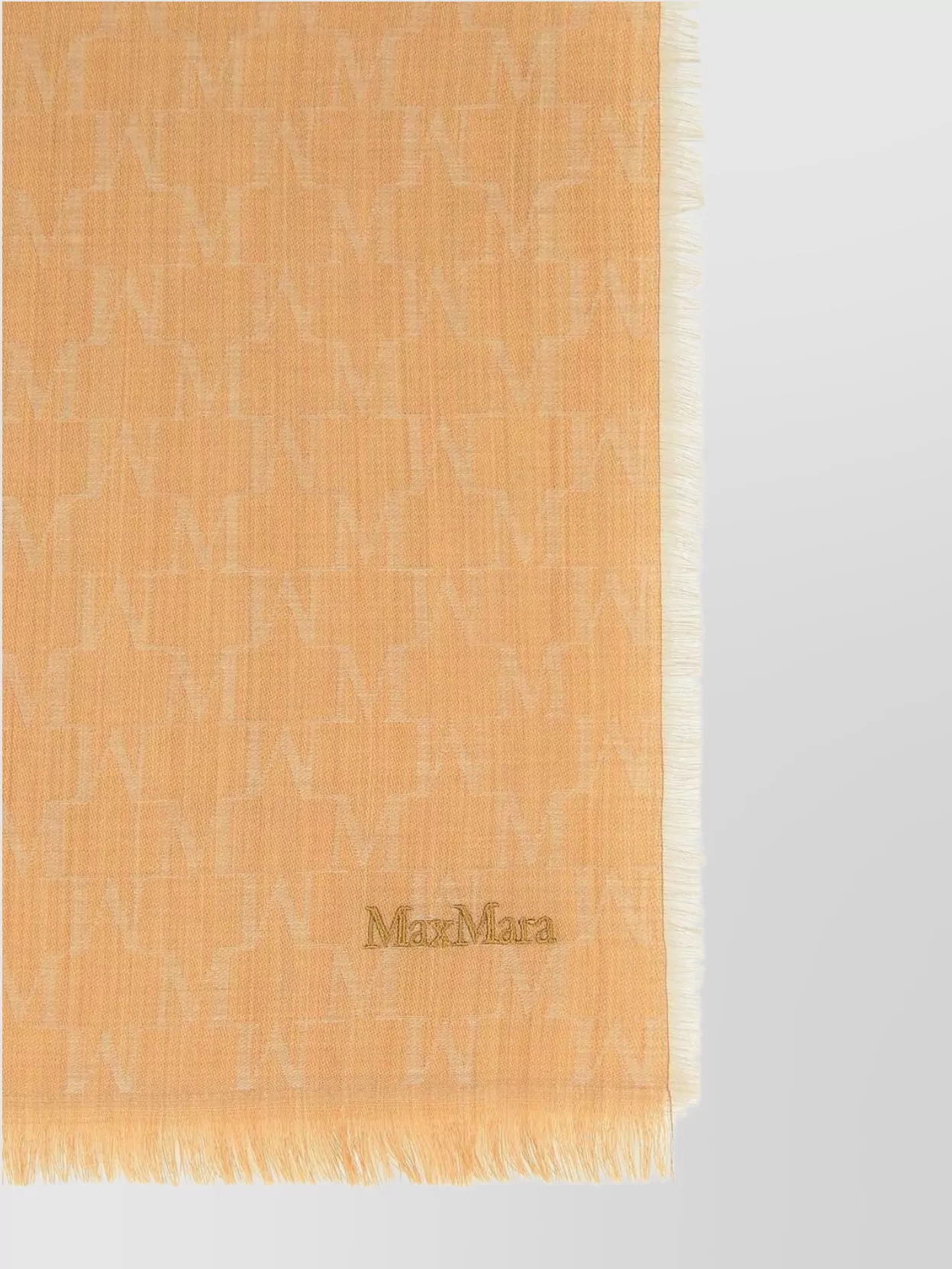 Max Mara 'Magico' Wool Scarf With Fringed Edges And Monogram Pattern