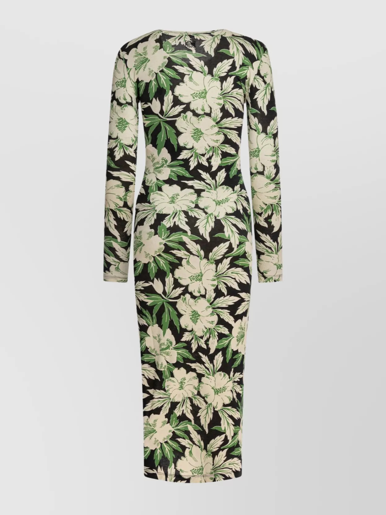 Loewe Midi Floral Patterned Dress With Long Sleeves In Multi
