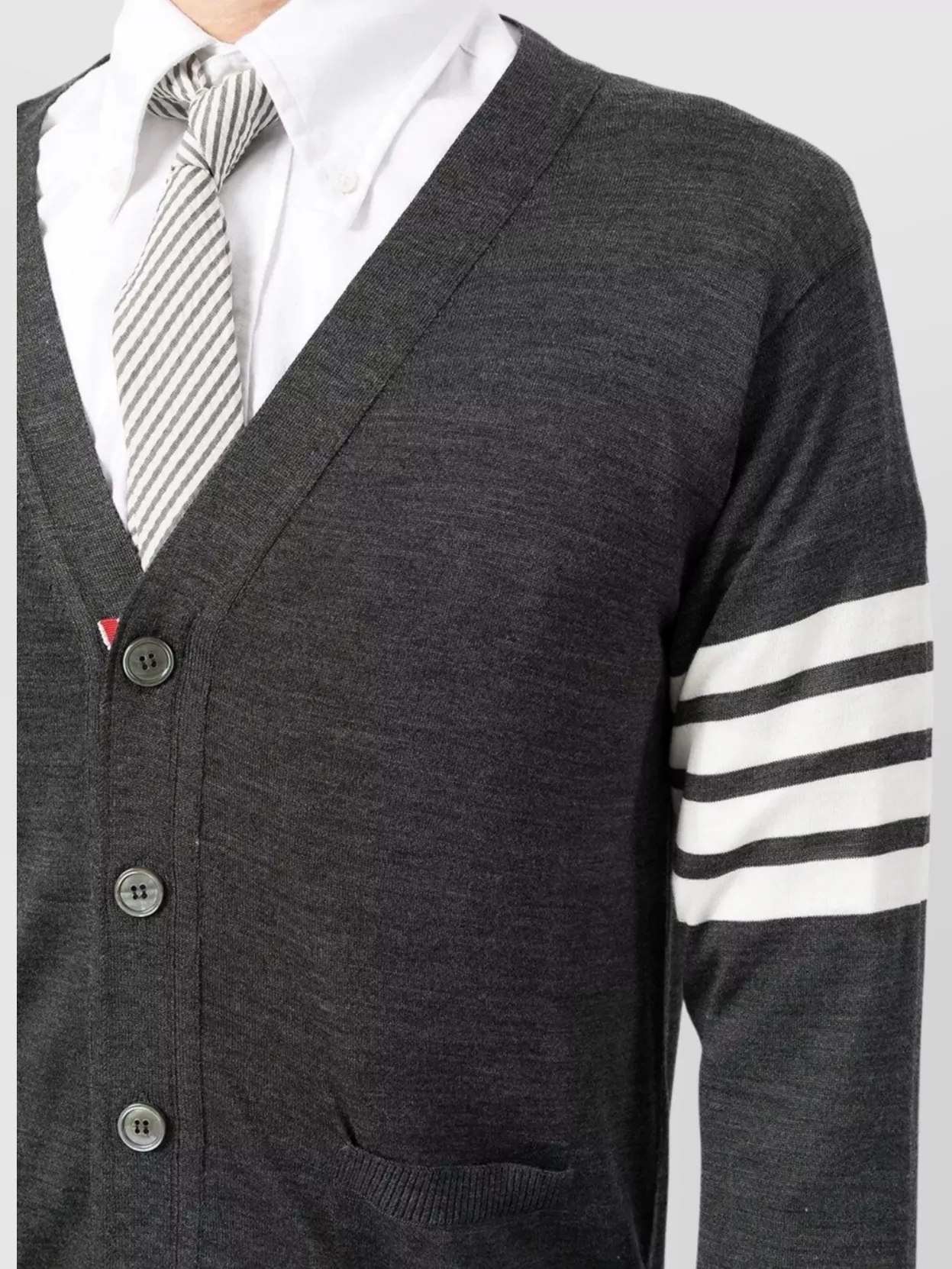 Thom Browne V-Neck Cardigan Merino Wool 4Bar Stripes