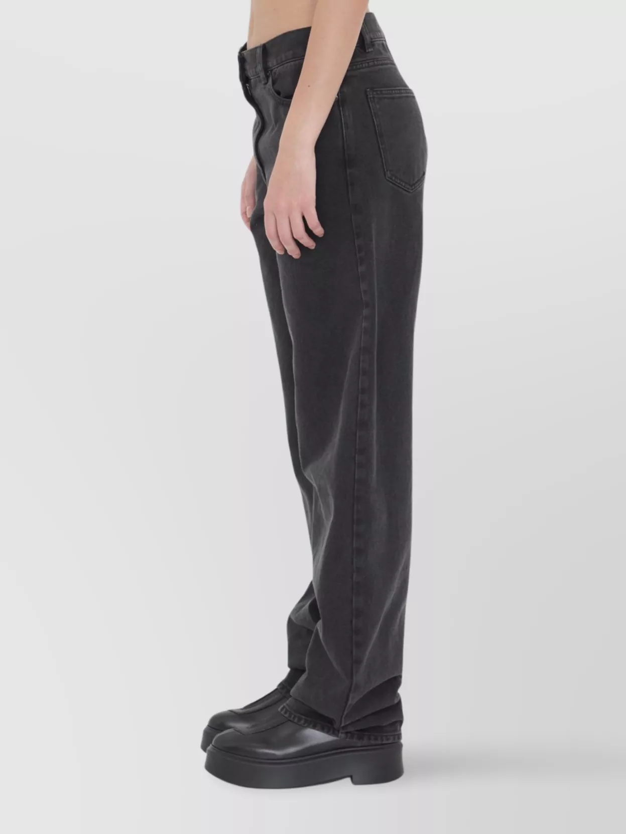 The Row High Waist Straight Leg Denim Trousers In Black