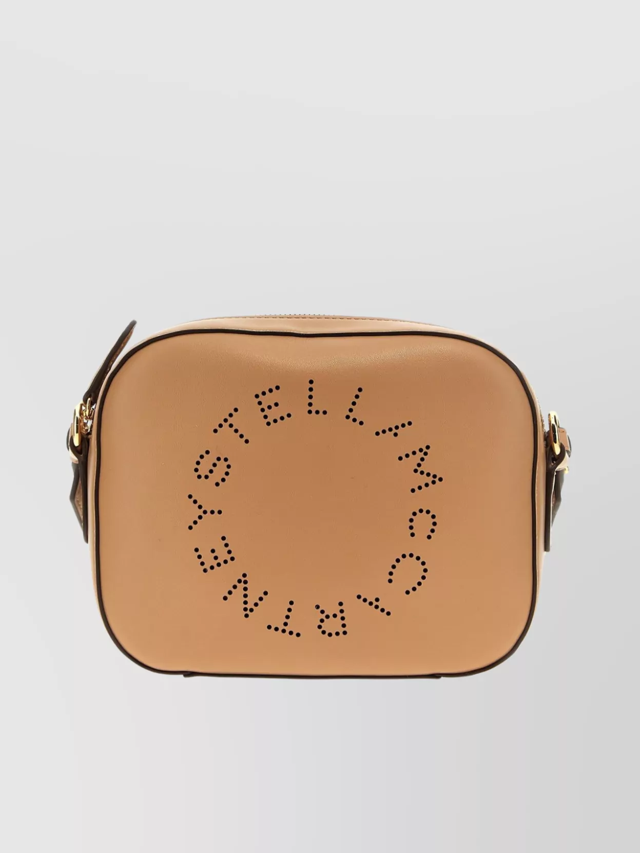 Stella Mccartney Logo Perforated Crossbody Bag In Brown