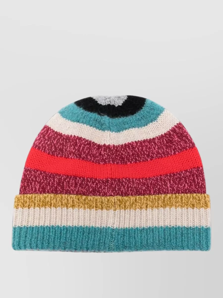 Paul Smith Striped Ribbed Beanie