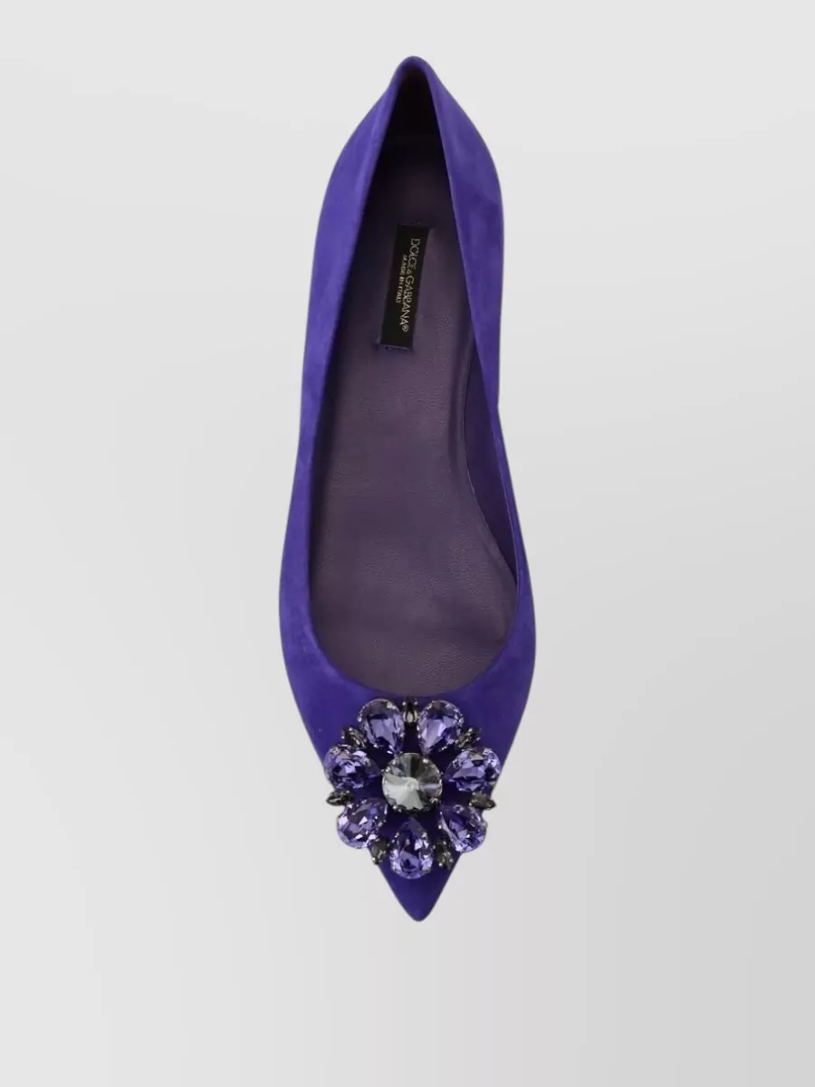 Dolce&Gabbana Suede Crystal-Embellished Ballerina Shoes