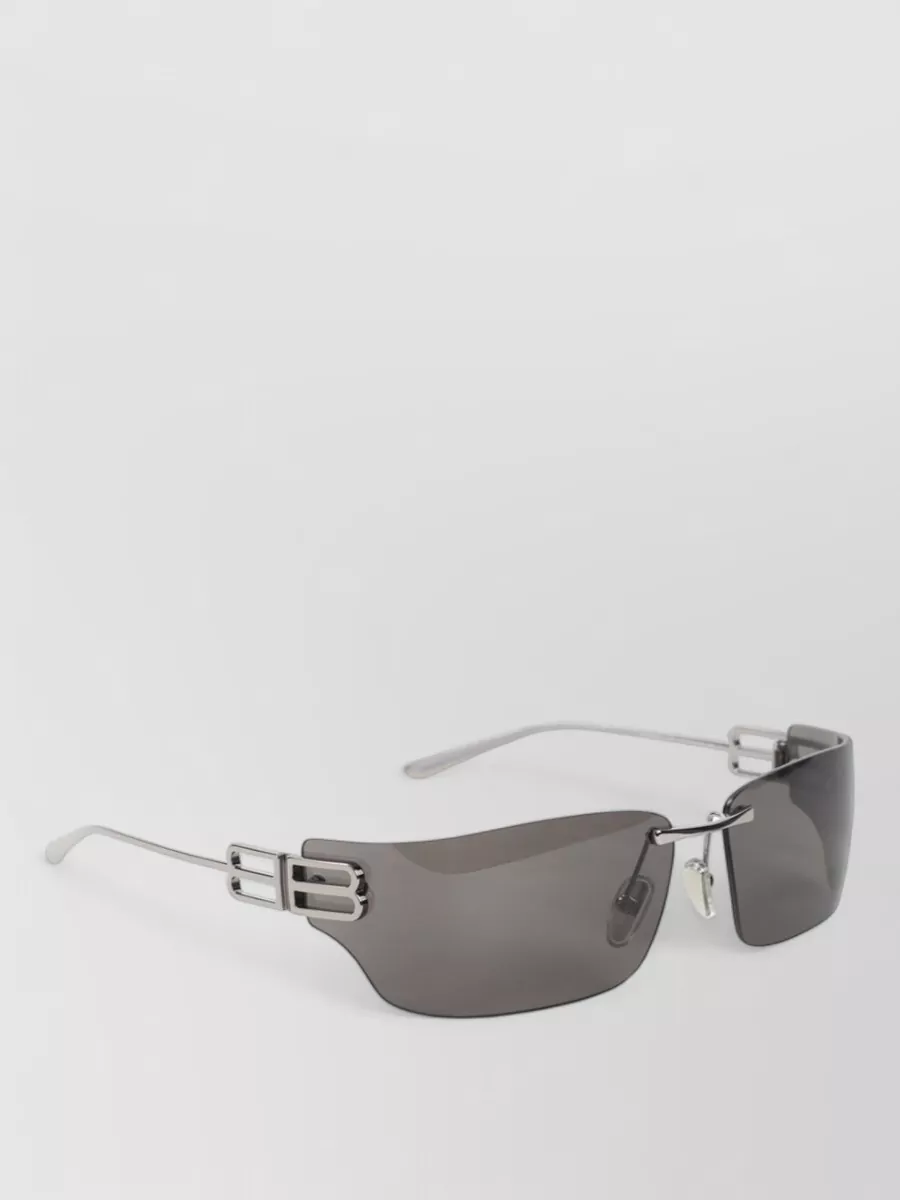 Balenciaga Square Sunglasses Metal Temples Rimless Design