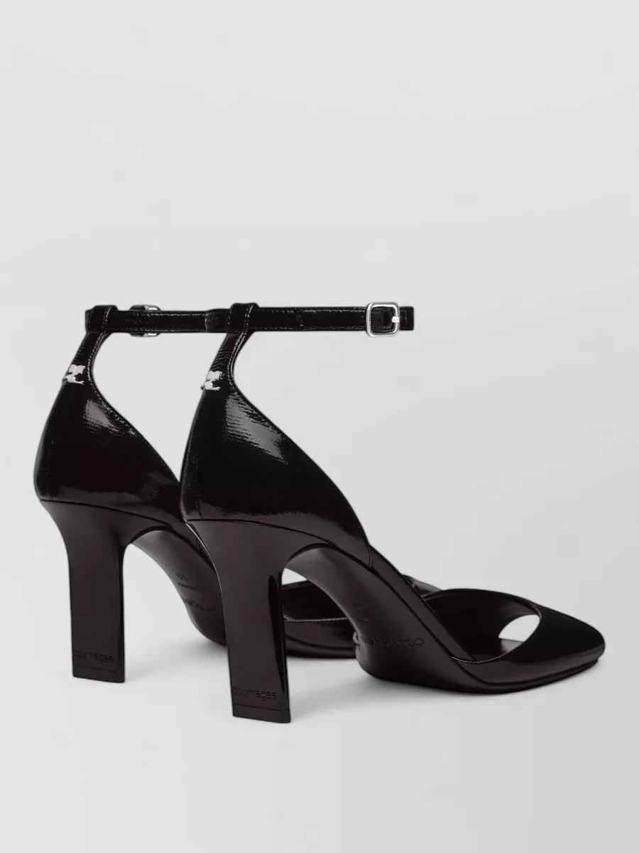 Courrèges Patent Leather Peep Toe Ankle Strap Pumps