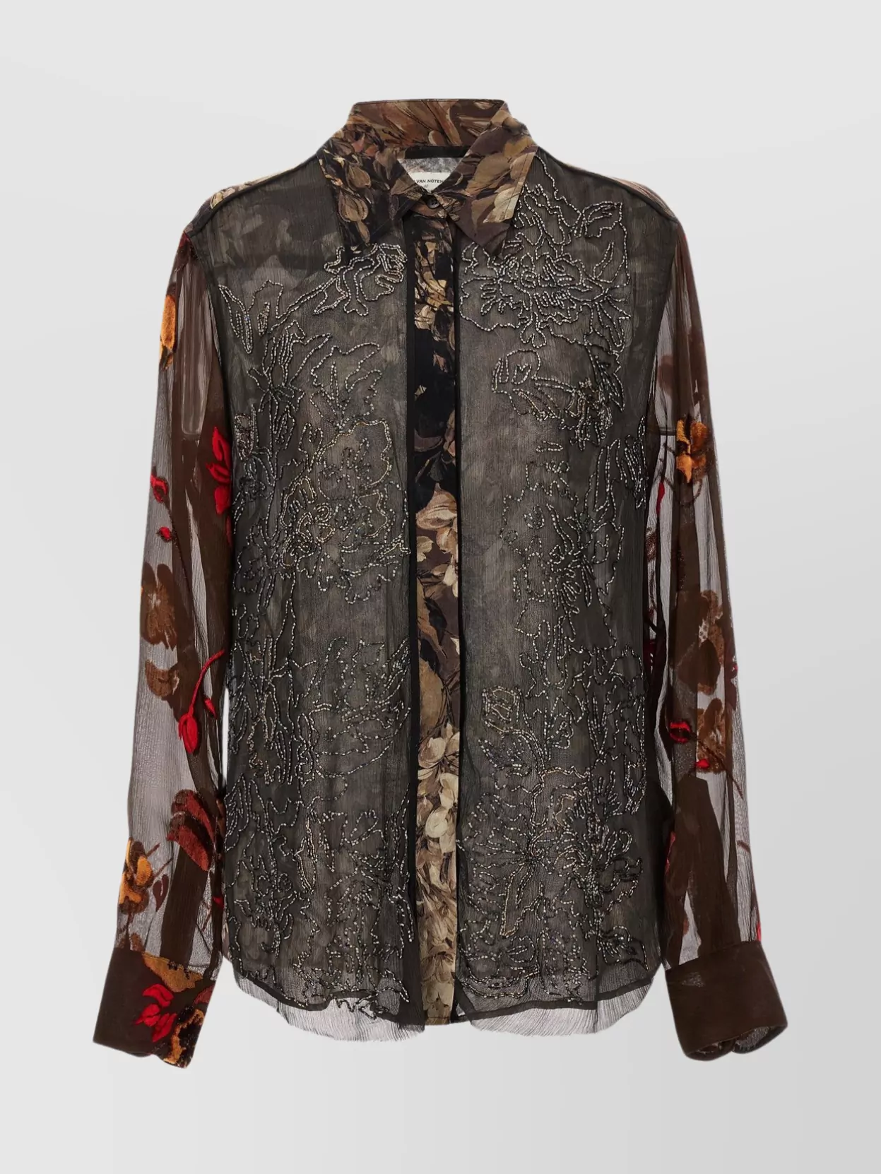 Shop Dries Van Noten "chowis" Embroidered Floral Shirt