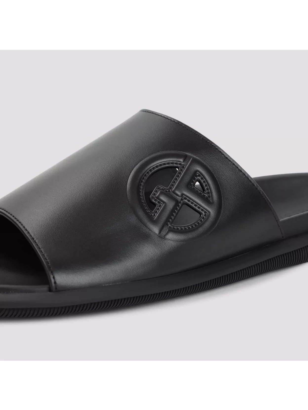 Giorgio Armani Leather Strap Slide Sandals