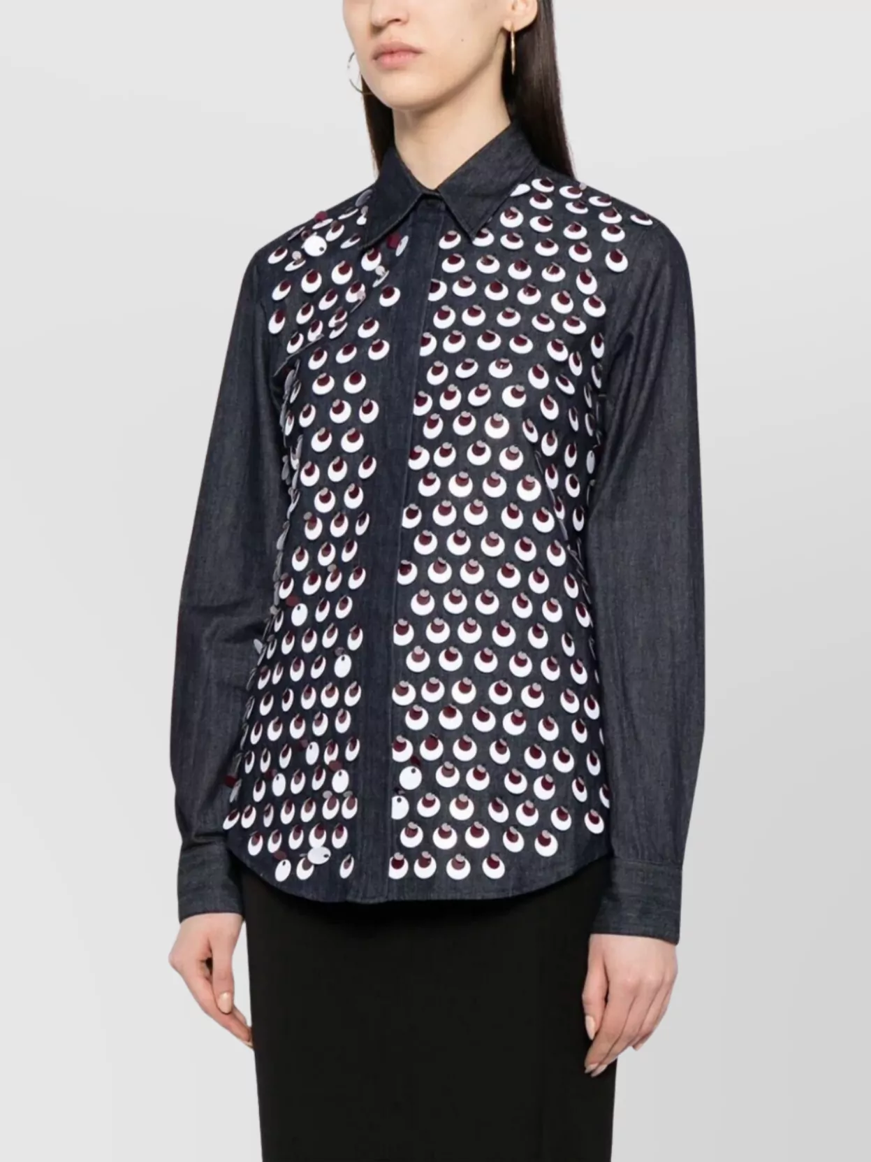 Dries Van Noten Long Sleeve Sequin Embellished Shirt In Multi