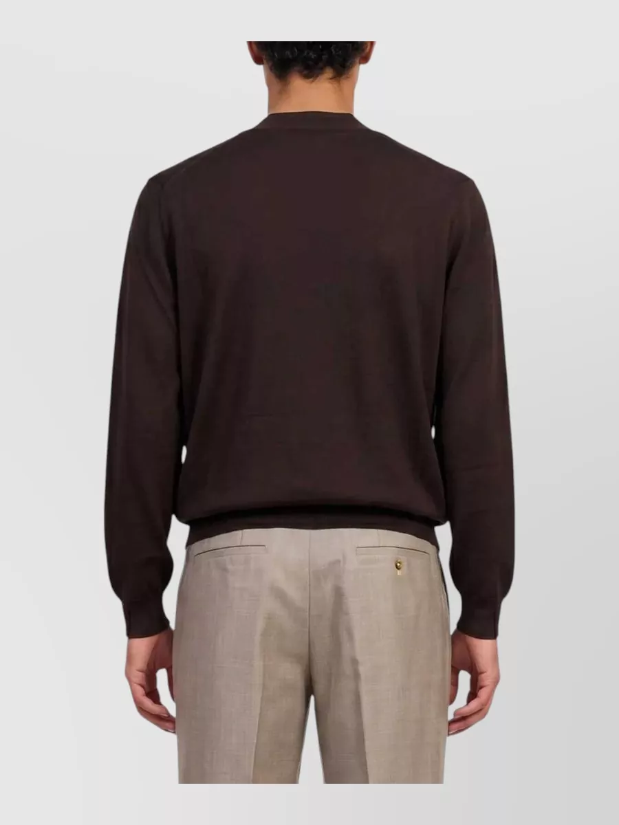 Lardini Wool V-Neck Ribbed Cardigan