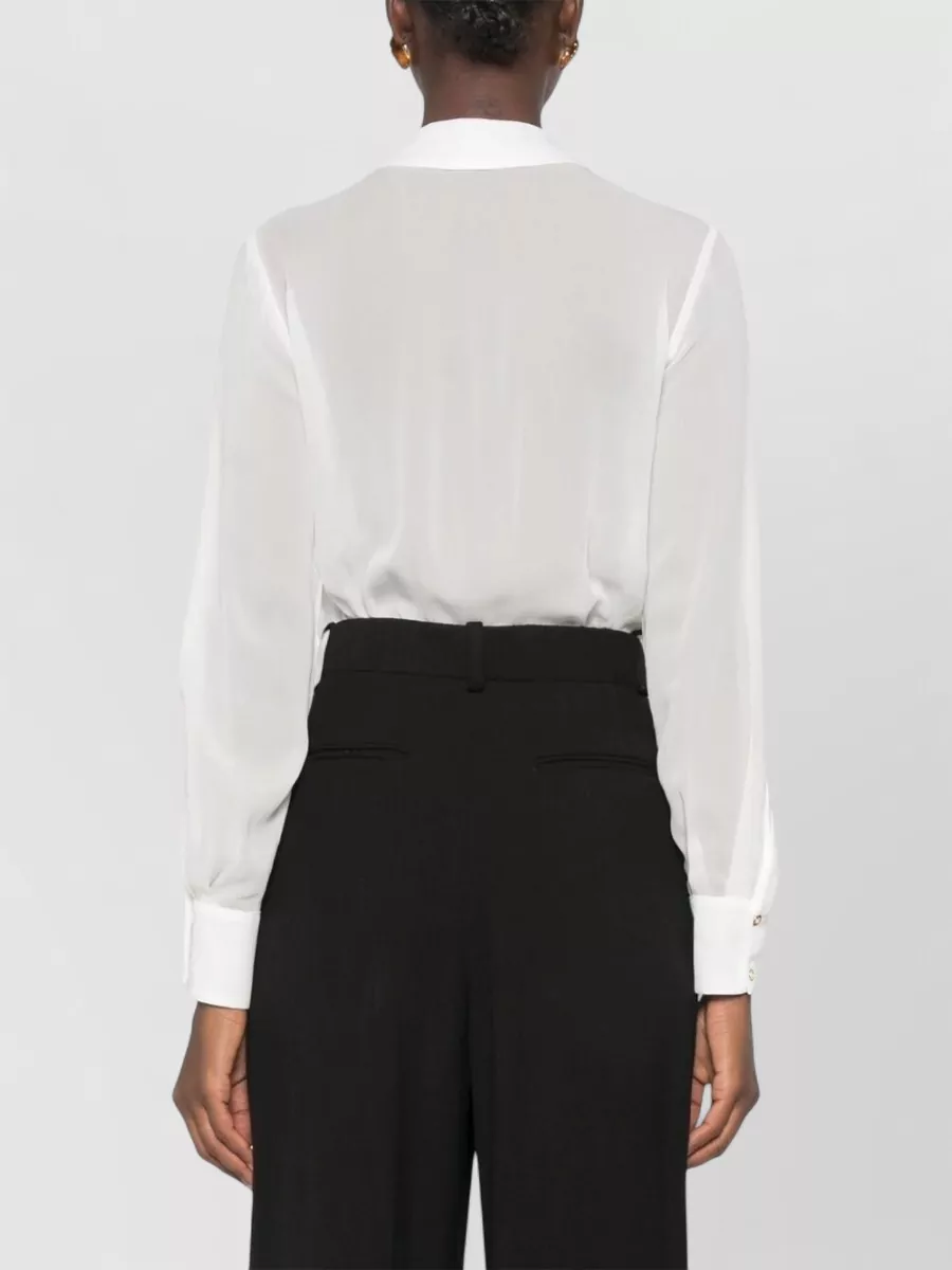 Elisabetta Franchi Sheer Chain-Detail Wrap-Front Long-Sleeve Bodysuit