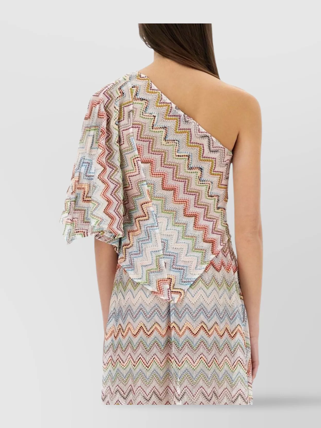 MISSONI ONE-SHOULDER TOP WITH 3D LAMÉ ZIG ZAGS