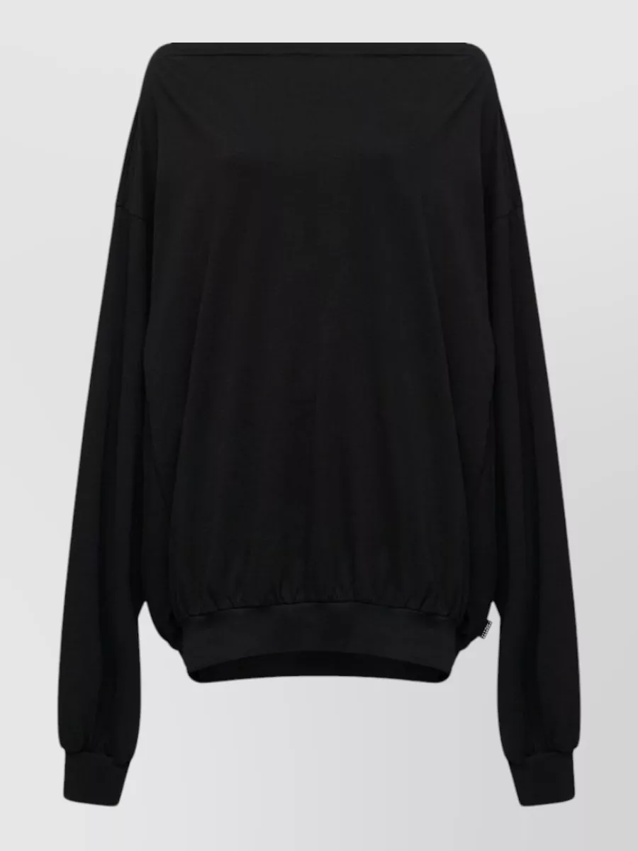 Mm6 Maison Margiela Cotton Oversized Asymmetric Off-Shoulder Long-Sleeve Sweatshirt