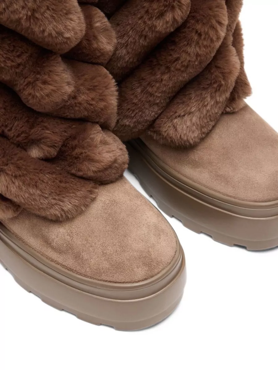 Casadei Leather Faux Fur Panel Ankle Boots