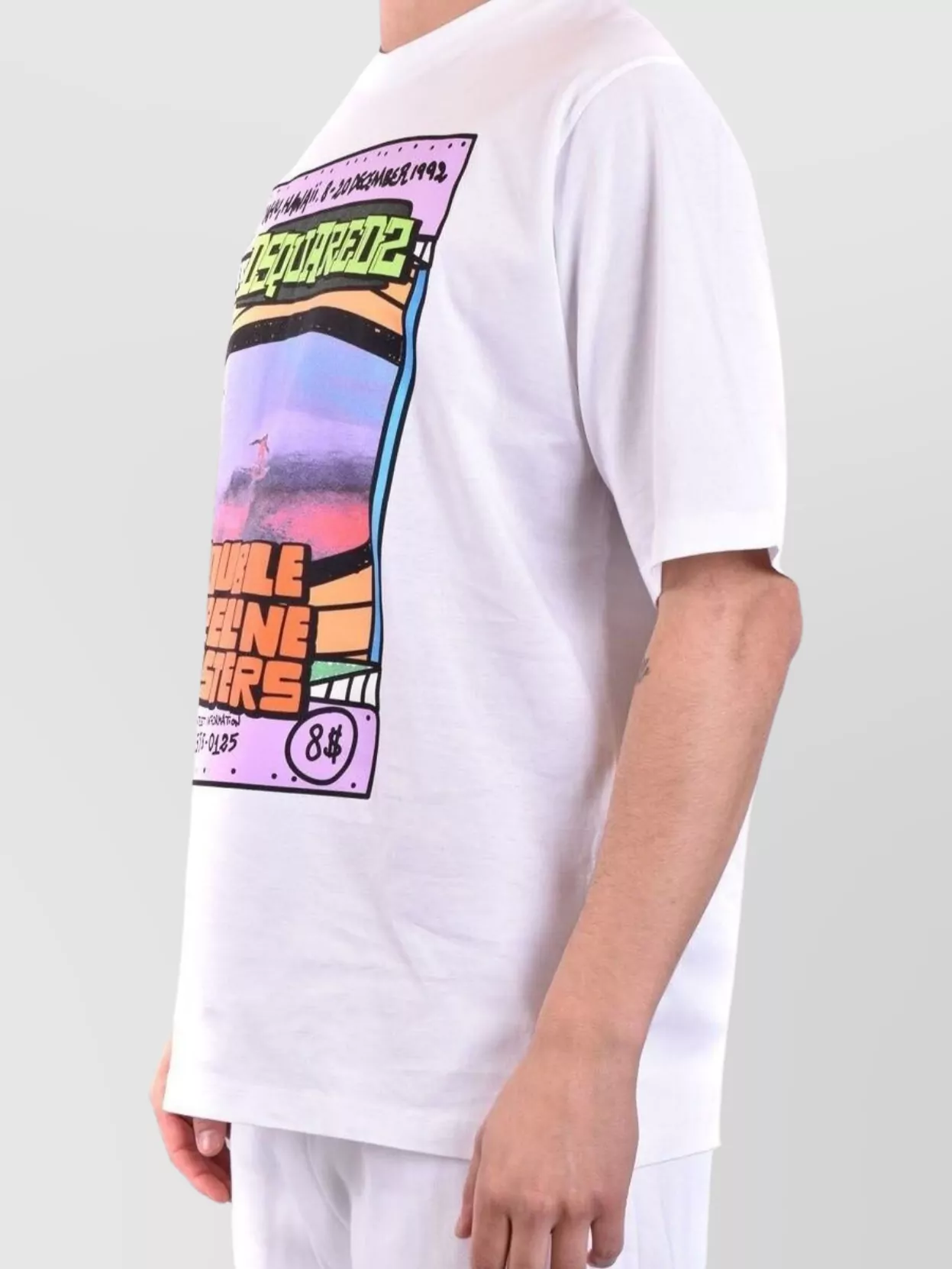 Dsquared2 Crew Neck Graphic Print Short Sleeves In White