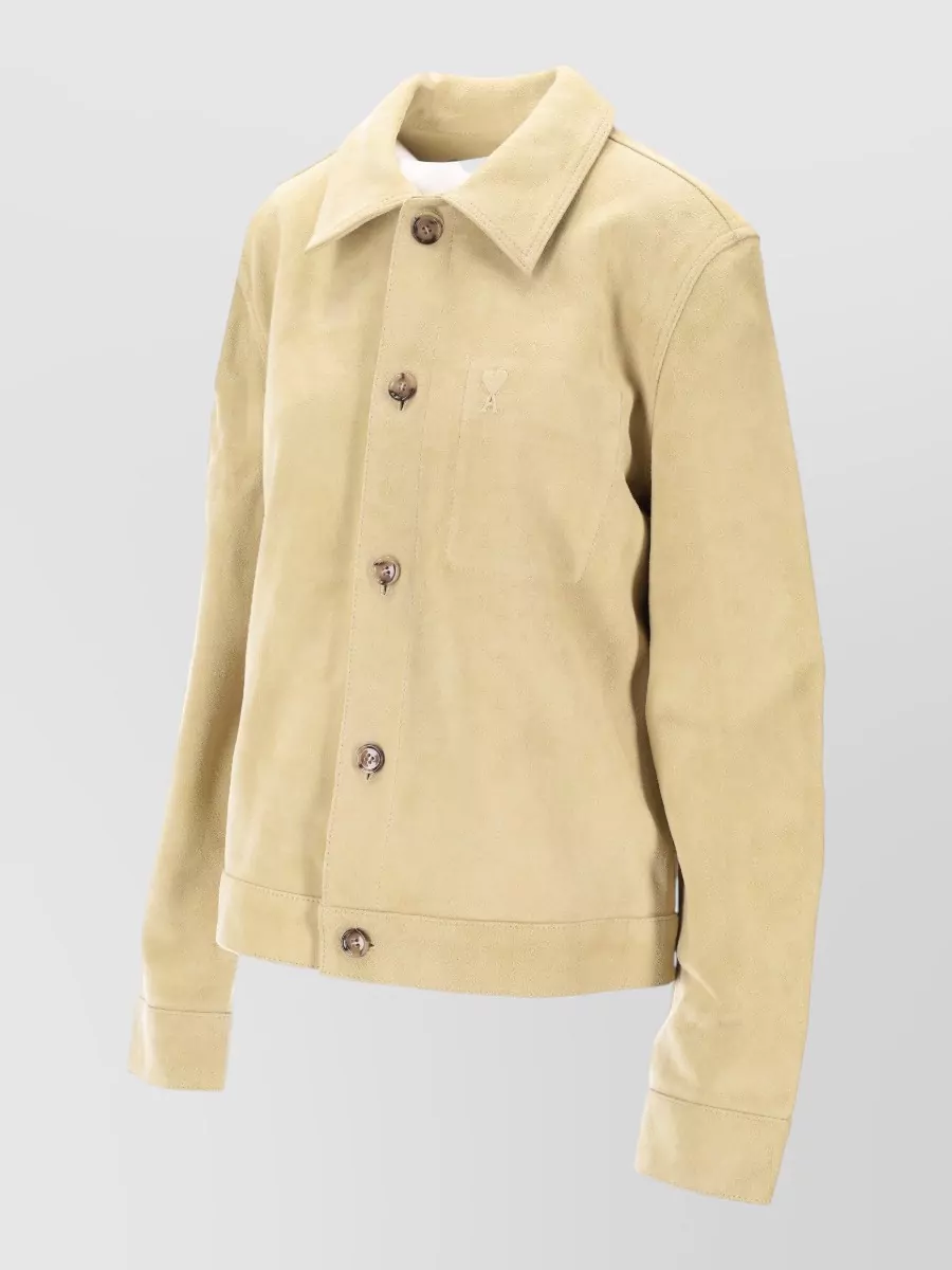 Ami Paris Leather Jacket Ami De Coeur Buttons