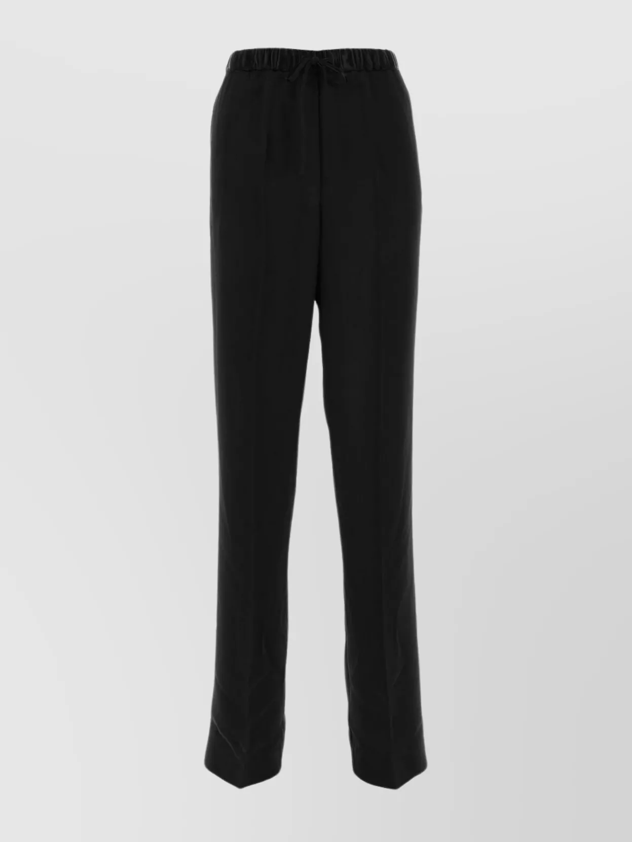 Shop Jil Sander Satin Waistband Wide-leg Trousers In Black