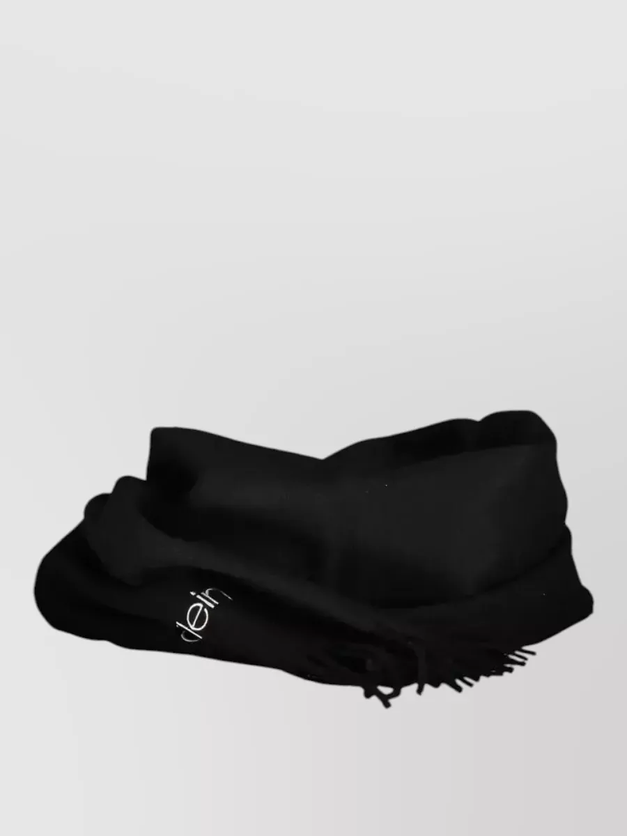 Calvin Klein Acrylic Beanie And Fringed Scarf Set