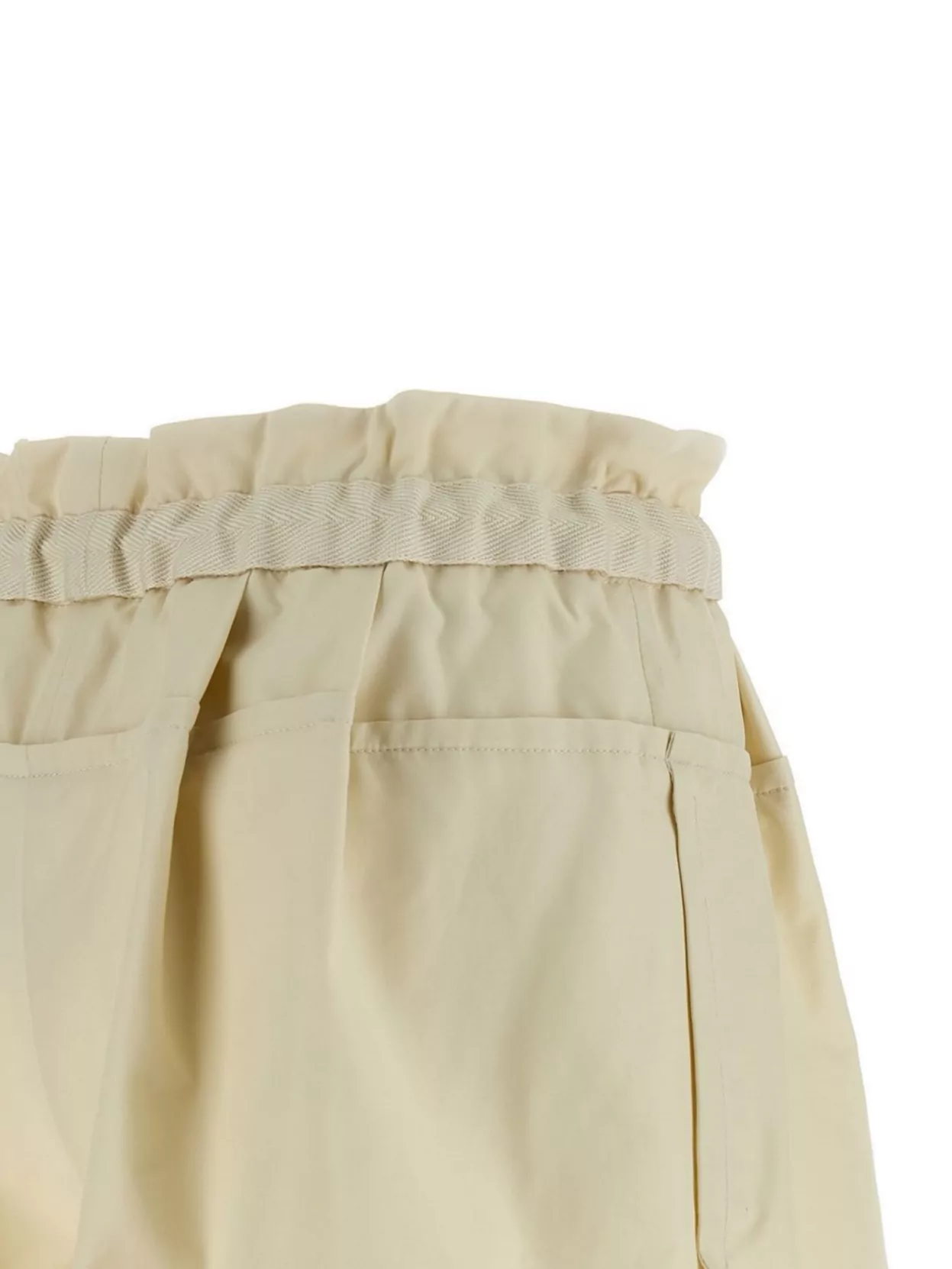 MONCLER TWILL SHORTS WITH DRAWSTRING WAIST AND RUFFLED TRIM