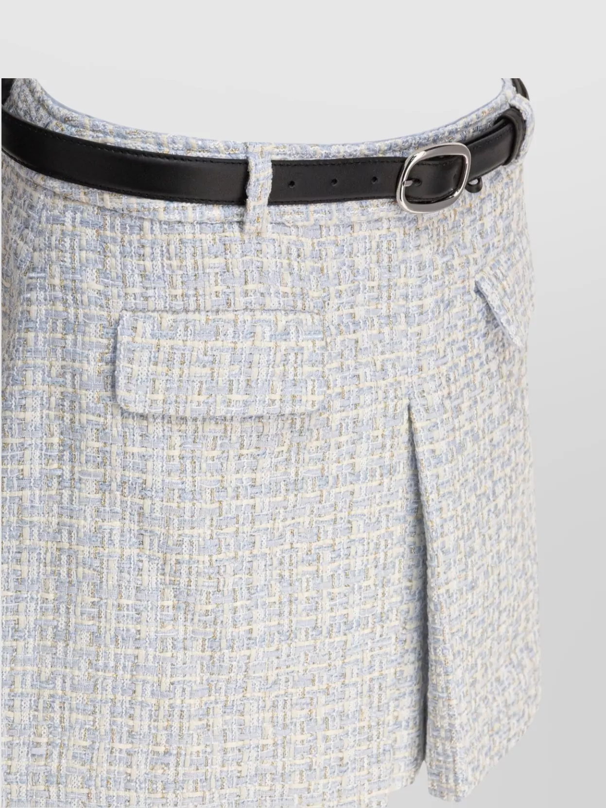 Self-portrait Waist Belted Pleat Pockets Textured Fabric