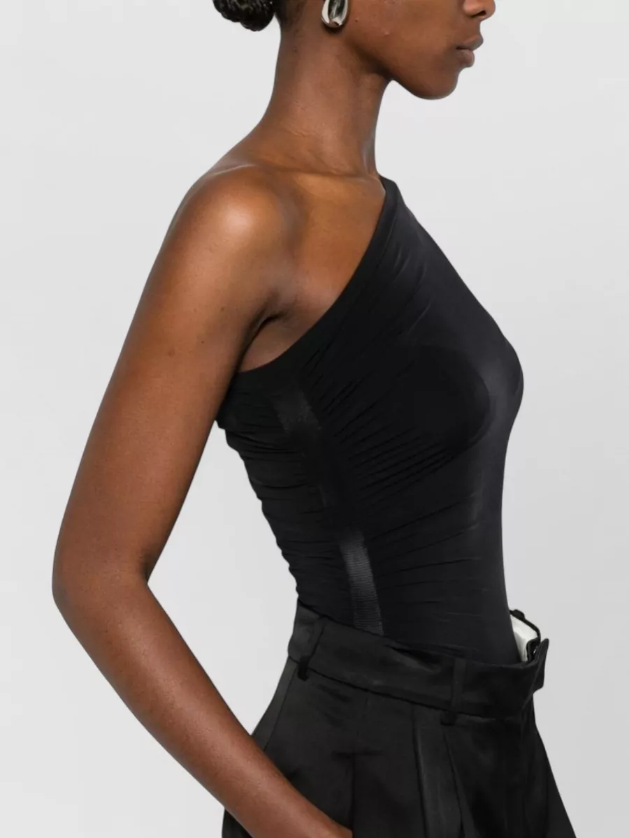 Wolford One Shoulder Ruched Long Sleeve Bodysuit