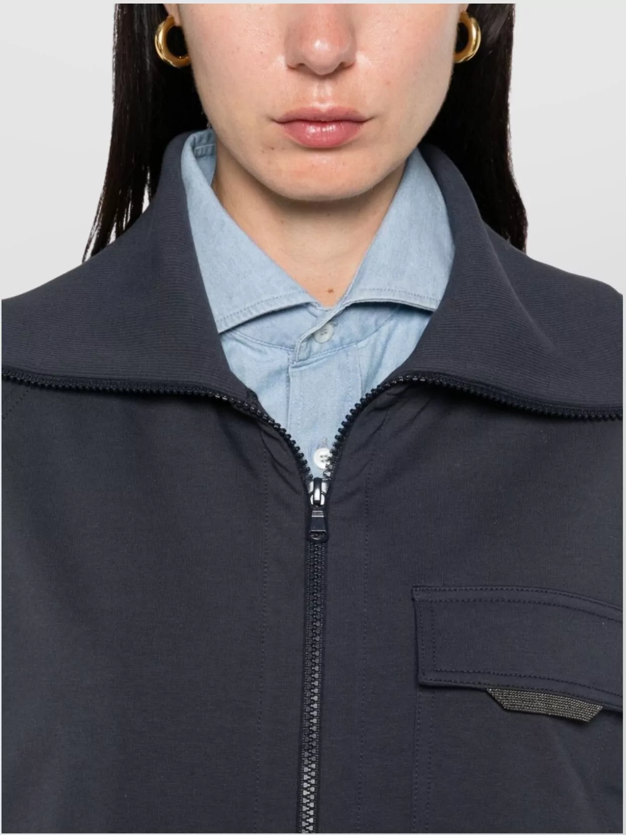 Brunello Cucinelli Cotton Zip Sweatshirt Chest Pocket