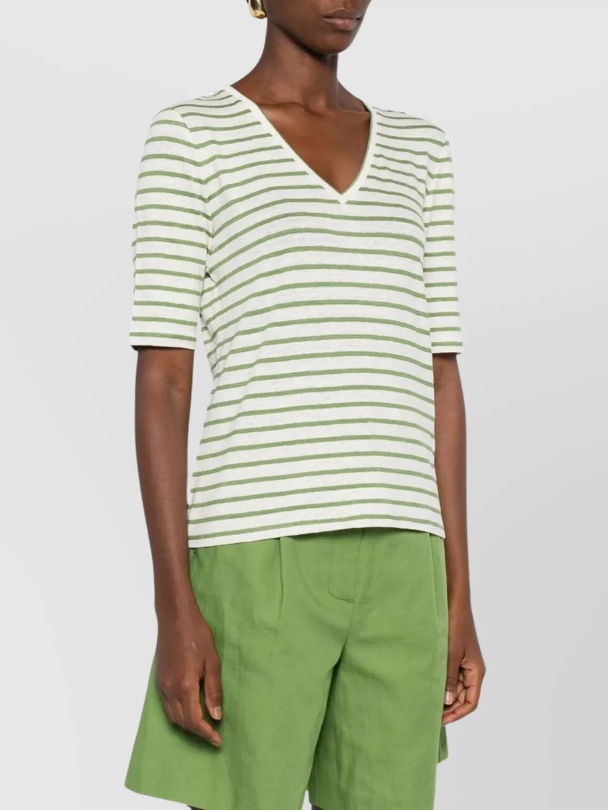 Weekend Max Mara Sleeves V-Neckline Striped Short