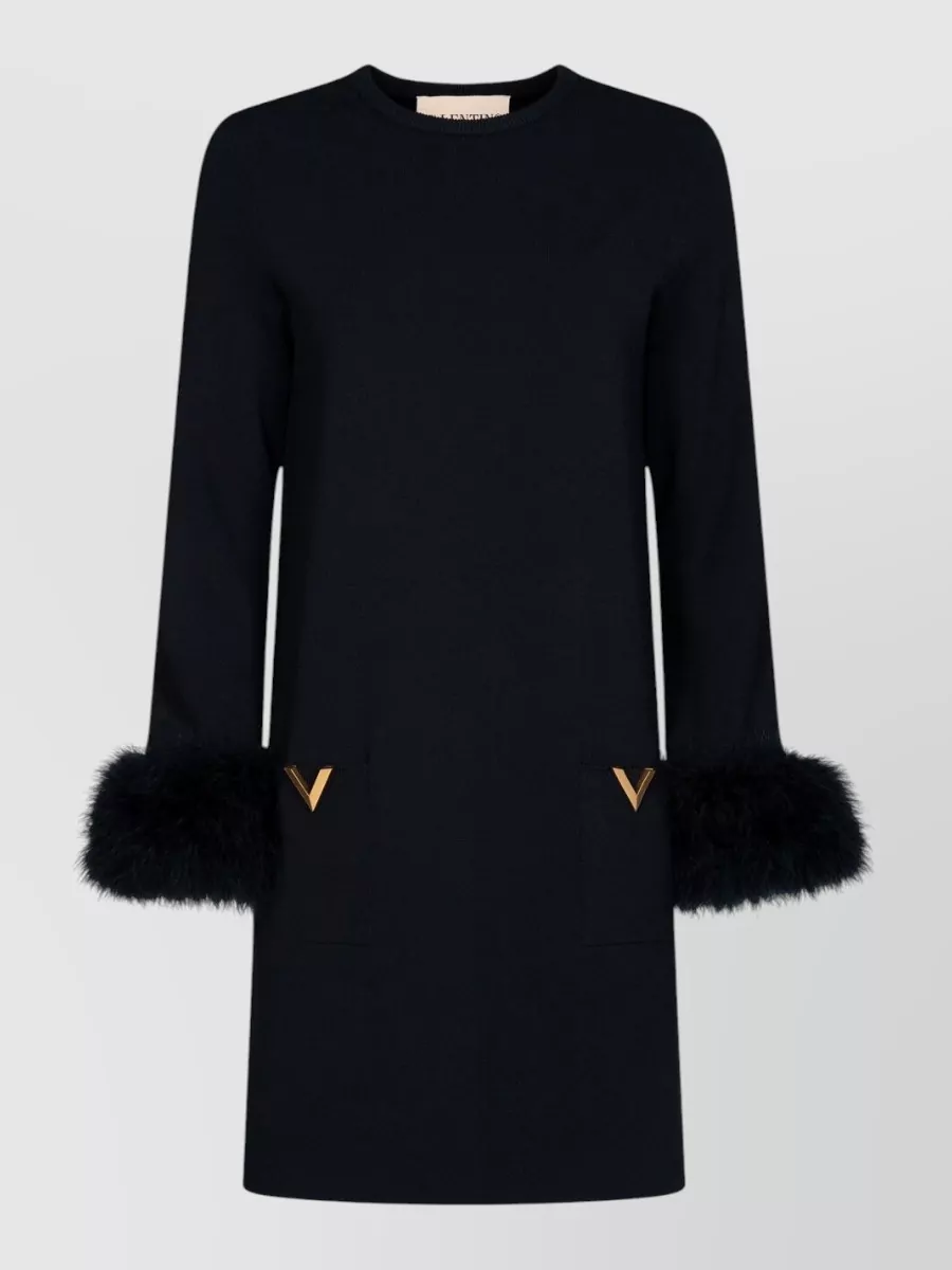 Valentino Garavani Feather-detail knitted mini dress