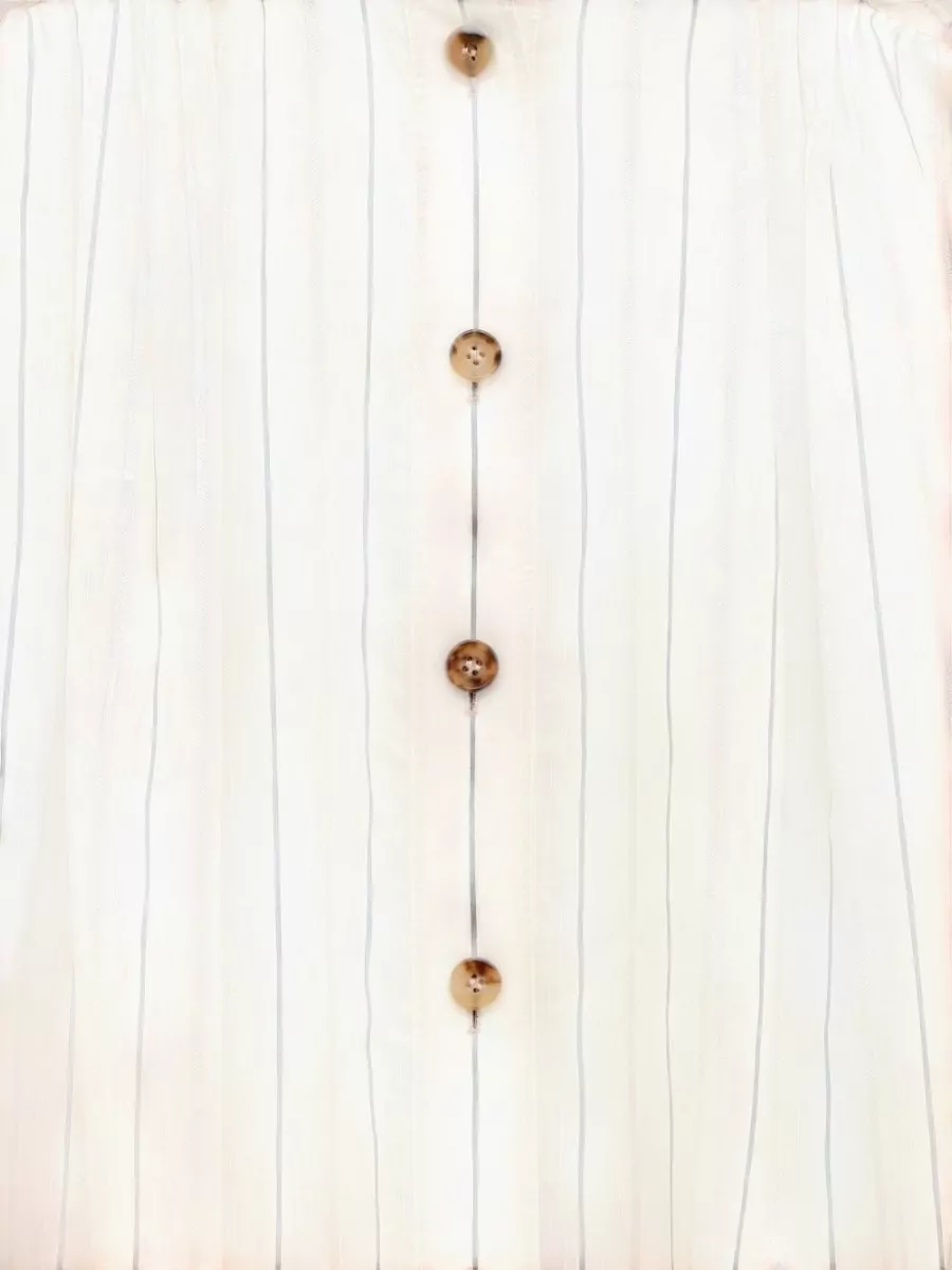 Chloé Striped High-Neck Gathered Silk Shirt