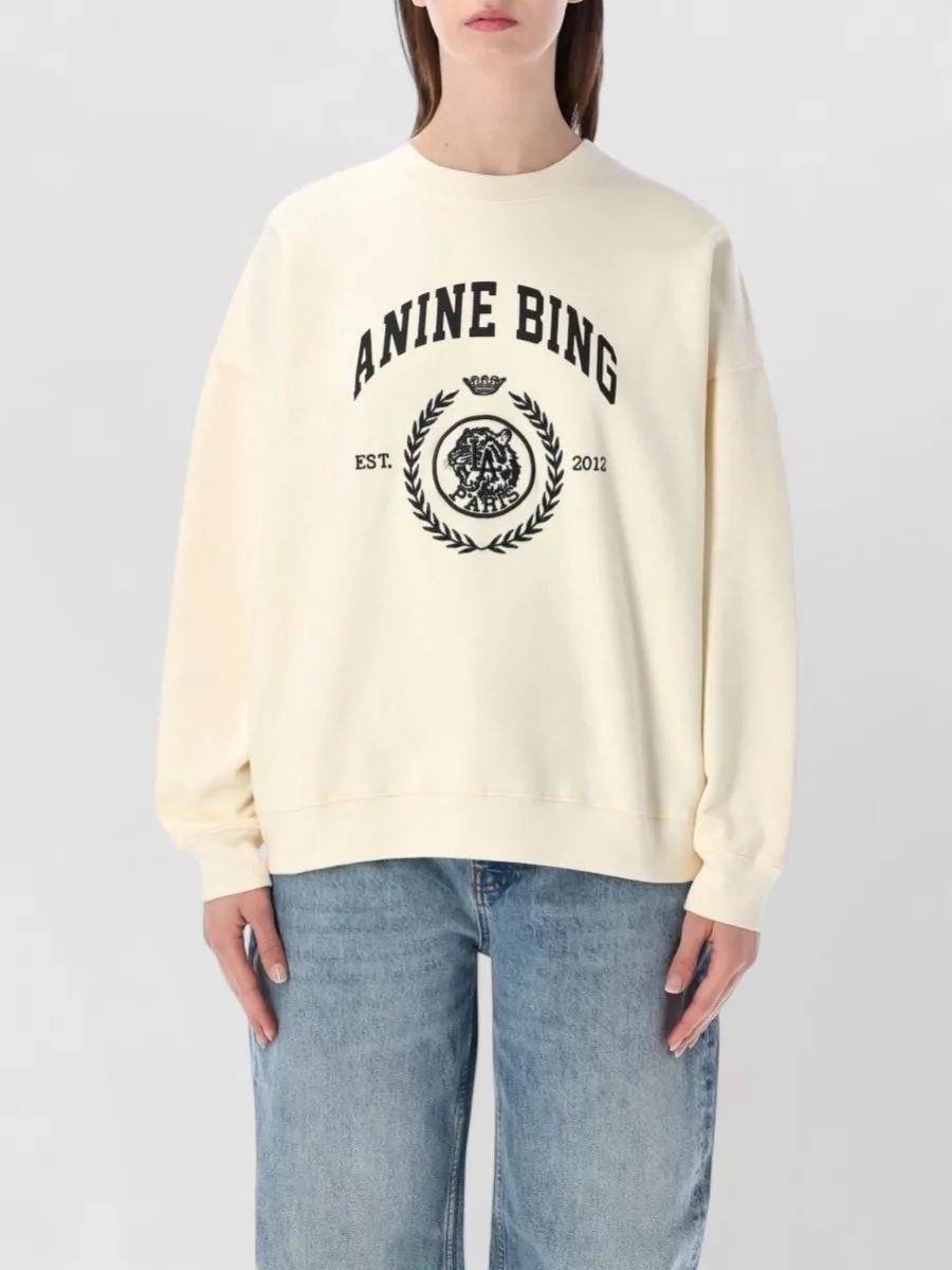 Anine Bing Cotton Oversized Crewneck Sweatshirt