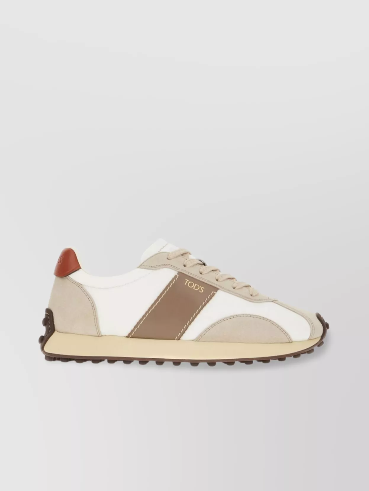 Tod's Fabric And Suede Sneakers With Contrast Panels In White