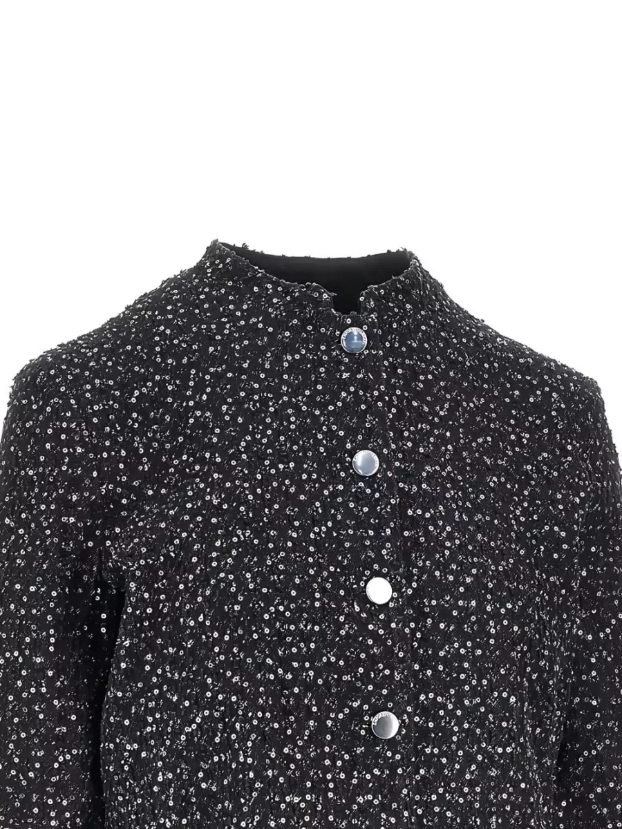 Emporio Armani Bouclé Sequin-Embellished Single-Breasted Coat