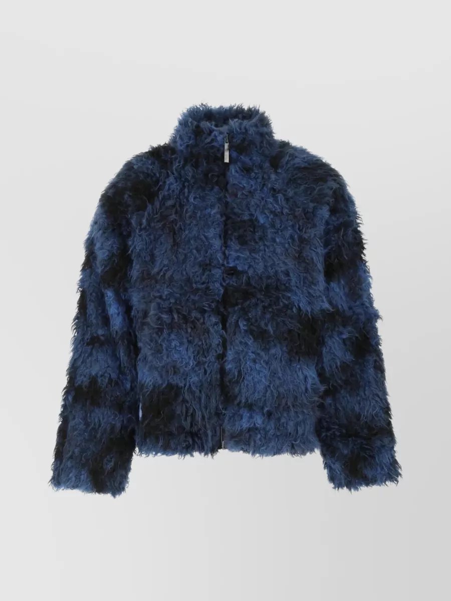 Shop Mcq By Alexander Mcqueen Dual-tone Faux Fur Jacket In Blue
