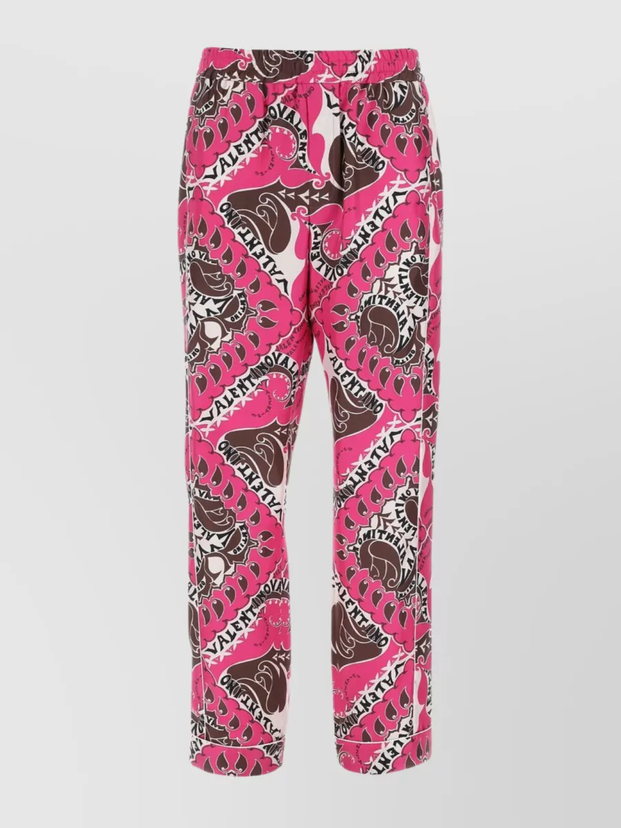 Shop Valentino Silk Pajama Pant With Mini Bandana Print In Pink