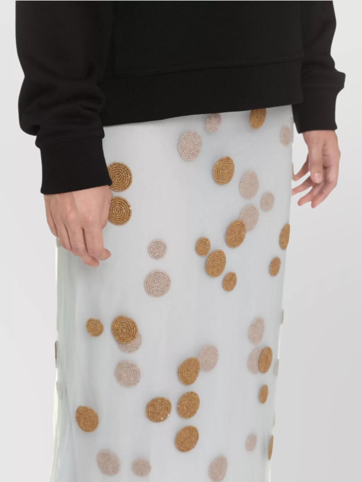 Shop Fendi Sheer Tulle Midi Skirt With Metallic Embroidery