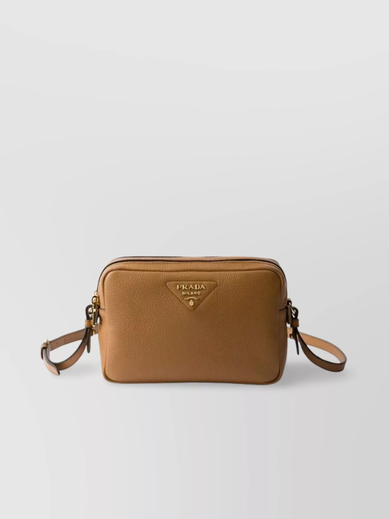 Prada Shoulder Bag With Adjustable Strap And Gold-tone Hardware In Brown