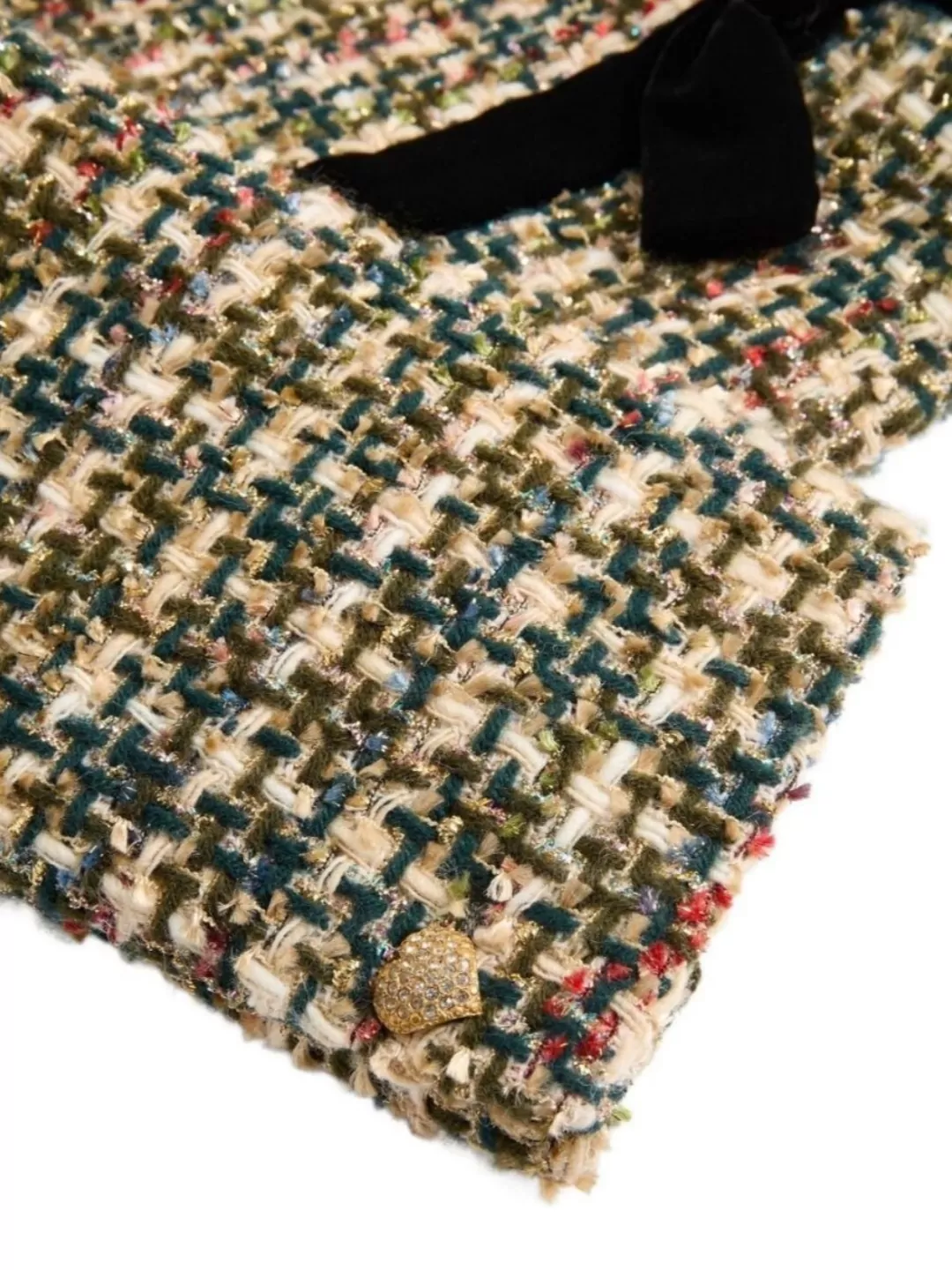 Valentino Cropped Tweed Blazer Jewel Button