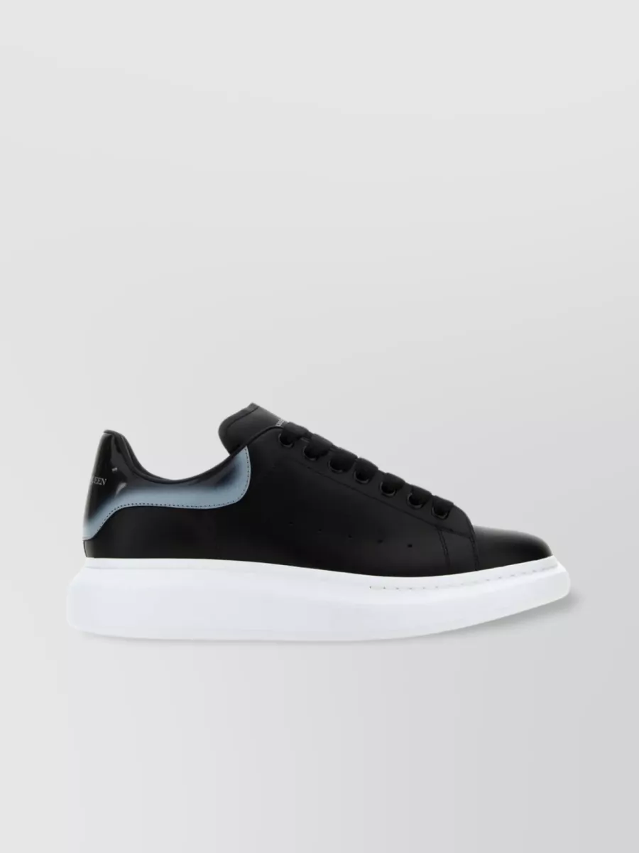 Shop Alexander Mcqueen Leather Sneakers With Two-tone Heel In Black