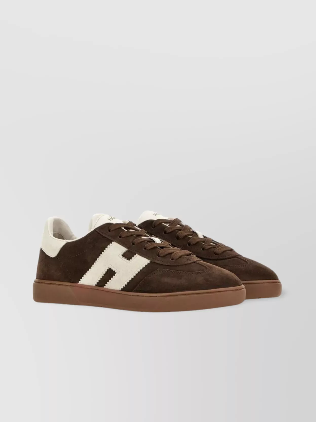Hogan Rubber Sole Suede Finish Sneakers In Brown