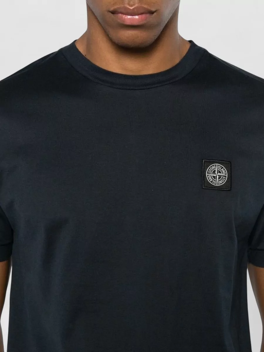 Stone Island Crew Neck T Shirt Contrasting Shoulder Panels